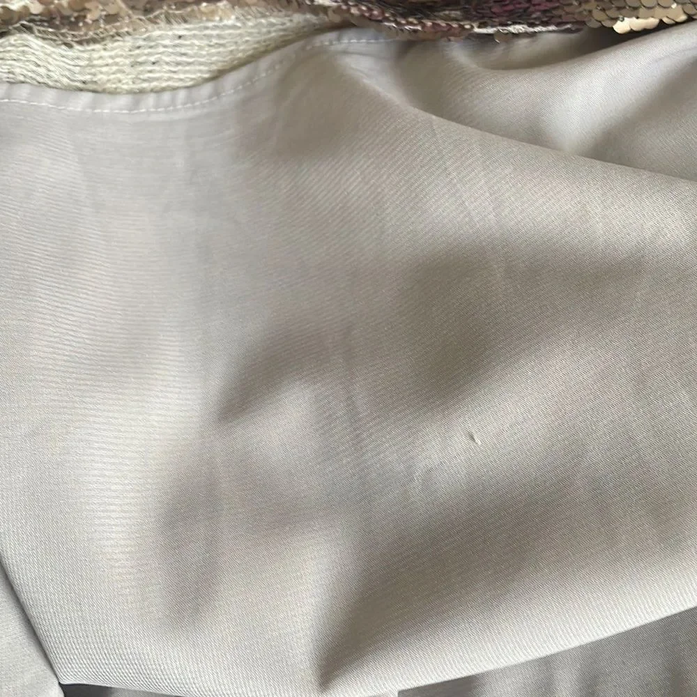 Skies Are Blue Gold Paillette Sequin Half Sleeve Top sz M - Picture 8 of 8